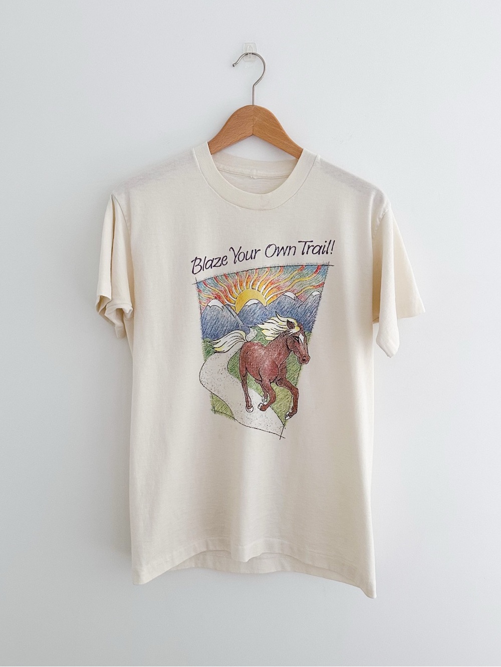 Vintage Blaze Your Own Trail Horse Graphic T Shirt Western Mountain Tee Medium
